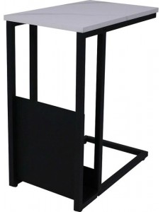 Приставной столик AksHome Foxy 92416 (белый мрамор/черный)