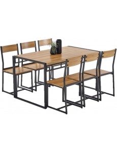 Кухонный стол Halmar Bolivar (дуб золотой/черный) + 6 стульев