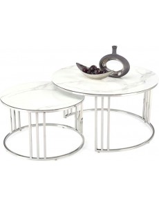 Журнальный столик Halmar Mercury (серебристый/белый мрамор)
