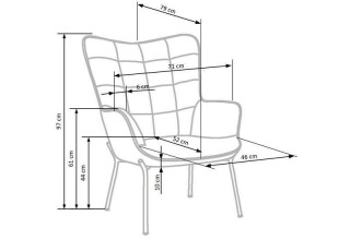 Интерьерное кресло Halmar Castel 2 (светло-розовый/золотой)