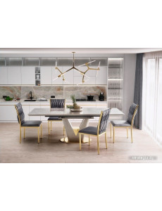 Кухонный стол Halmar Valentino 160 (светло-серый/золотой)