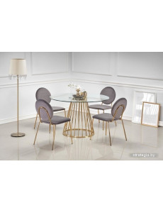 Кухонный стол Halmar Liverpool 120x120 (прозрачный/золотой)