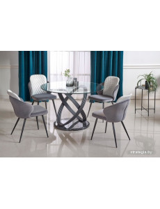 Кухонный стол Halmar Optico 122x122 (прозрачный/черный)