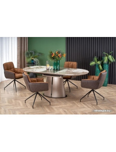 Кухонный стол Halmar Robinson (бежевый мрамор/капучино/черный)