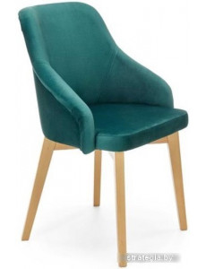 Стул с подлокотниками Halmar Toledo 2 Monolith 37 (темно-зеленый/дуб медовый)