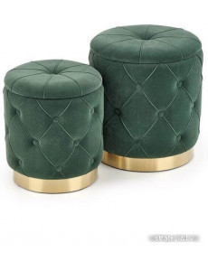 Пуфик Halmar Комплект POLLY 2 шт темно-зеленый/золотой