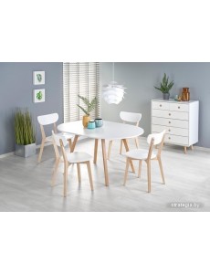 Кухонный стол Halmar Ruben 102/142x102 (белый/натуральный)