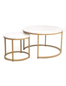 Журнальный столик Signal DION (2 шт., белый мрамор/золотой)