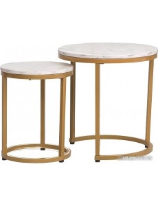 Журнальный столик Signal HOLA (2 шт., белый мрамор/золотой)
