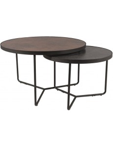 Журнальный столик Signal ITALIA (2 шт., серо-коричневый эффект камня/черный)