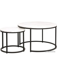 Журнальный столик Signal DION (2 шт., белый мрамор/черный)