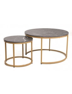 Журнальный столик Signal DION (2 шт., черный мрамор/золотой)