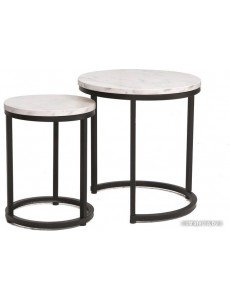 Журнальный столик Signal HOLA (2 шт., белый мрамор/черный)