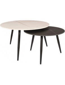 Журнальный столик Signal KORA B (2 шт., белый мат/черный мат/черный)