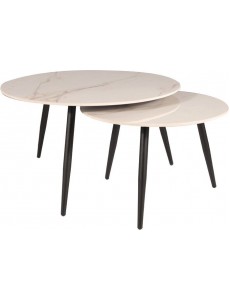 Журнальный столик Signal KORA D (2 шт., белый/черный мат)