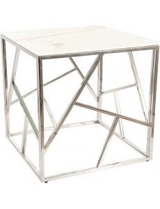 Журнальный столик Signal ESCADA B II (белый мрамор/серебряный 55/55)