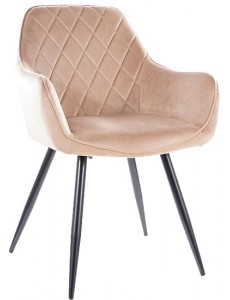 Стул с подлокотниками Signal Linea Velvet (bluvel 28 бежевый/черный)