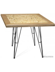 Кухонный стол Sheffilton SHT-TU10 70/70 дуб/OSB (черный муар/прозрачный лак)