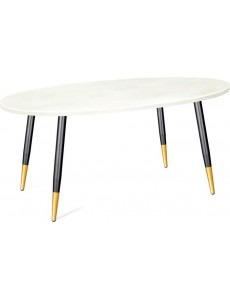 Кухонный стол Sheffilton SHT-TU14/120-80 МДФ овальный (черный муар/золото/белый шагрень)