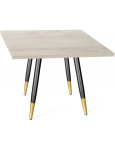 Кухонный стол Sheffilton SHT-TU14/80/80 (черный муар/золото/дуб беленый)