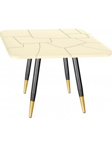 Кухонный стол Sheffilton Стол SHT-STU14/TТ 83/83 (черный муар/золото/бежевый)