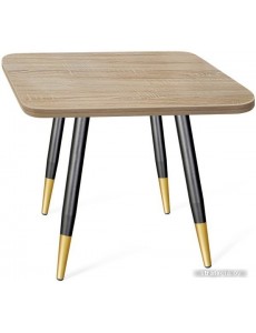 Кухонный стол Sheffilton SHT-ТU14/ЛДСП 60/60 (чёрный муар/золото/дуб сонома)