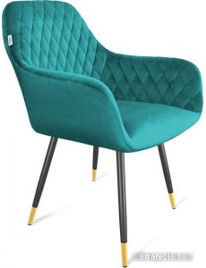 Стул с подлокотниками Sheffilton SHT-ST38/S95-1 (альпийский бирюзовый/черный муар/золото)