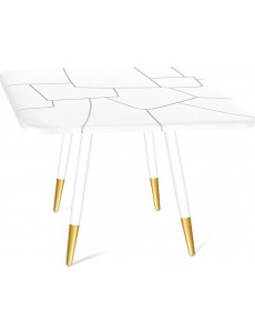 Кухонный стол Sheffilton SHT-TU14/TT30 (белый муар/золото/белый)