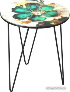 Журнальный столик Sheffilton SHT-CT27 (малахитово-зеленый/черный муар)