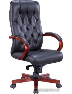 Кресло Everprof Monaco Wood (натуральная кожа, черный)