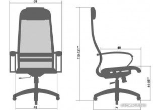 Кресло Metta SU-1-BK Комплект 4, Ch ов/сечен (пластиковые ролики, черный)