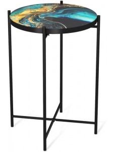 Журнальный столик Sheffilton SHT-CT8-3 (королевский синий/черный муар)