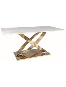Кухонный стол Signal HERMES 160 (эффект белого мрамора/золотой)