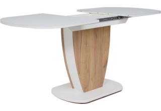 Кухонный стол Аврора Бристоль 120x80 (стекло белое матовое opti white/лдсп дуб крафт золотой/белый)