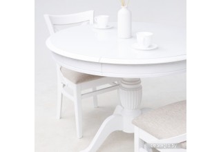 Кухонный стол Аврора Леонардо 1 glass 100-130x100 (белый)