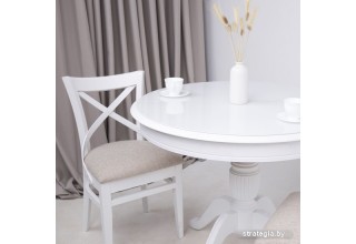 Кухонный стол Аврора Леонардо 1 glass 100-130x100 (белый)