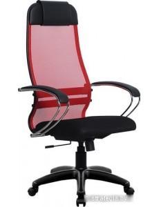 Кресло Metta SU-1-BK Комплект 18, Pl тр/сечен (пластиковые ролики, красный)