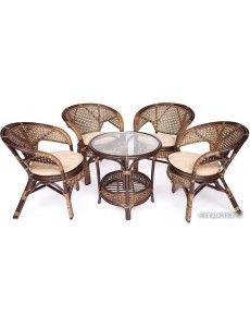 Обеденная группа TetChair Pelangi 02/15 4 кресла (грецкий орех)