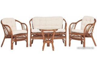 TetChair New Bogota (диван/2 кресла/стол со стеклом, coco brown)