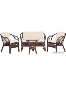Набор садовой мебели TetChair New Bogota (диван/2 кресла/стол со стеклом, walnut)