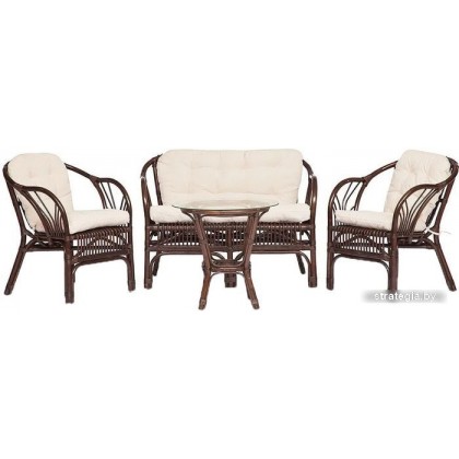 TetChair New Bogota (диван/2 кресла/стол со стеклом, walnut)