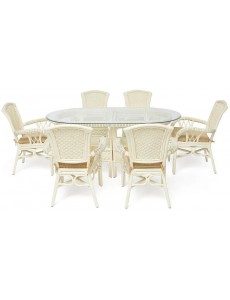 Обеденная группа TetChair Andrea Grand (белый/ткань рубчик/кремовый)