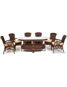 Обеденная группа TetChair Andrea Grand (античный орех/ткань рубчик/кремовый)