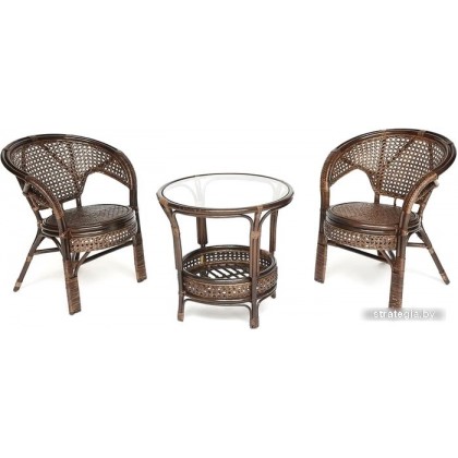 TetChair Pelangi (стол/2 кресла, без подушек, walnut)