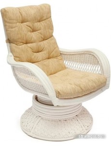 Кресло-качалка TetChair Andrea Relax Medium с подушкой (белый/рубчик кремовый)