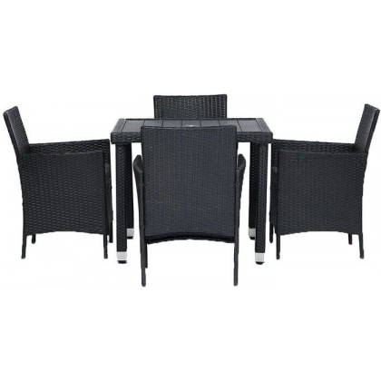 TetChair 210036 (стол+4 стула, черный)