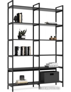 Стеллаж Crafto Симпл Плюс Лофт 02 1250x320x1900 (графит)