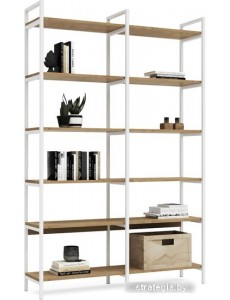 Стеллаж Crafto Симпл Плюс Лофт 03 1250x320x1900 (белый/дуб)