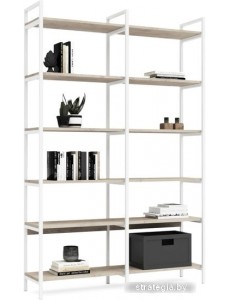 Стеллаж Crafto Симпл Плюс Лофт 05 1250x320x1900 (белый/каштан)