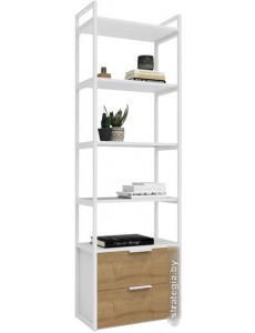 Стеллаж Crafto Квентин Мини Лофт 02 600x320x1900 (белый/дуб)